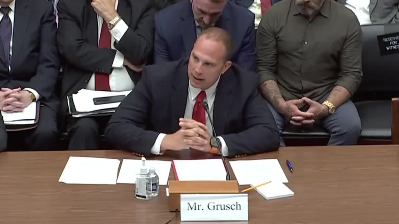 Video thumbnail for Former US intelligence official David Grusch says under oath that the US government is in possession of UFOs and non-human bodies