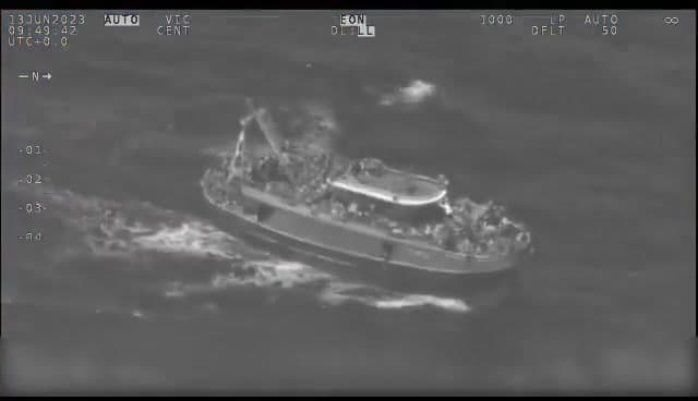 Video thumbnail for A refugee ship sank off the coast of Greece The time frame in which the images of the ship were recorded shows that the ship was under surveillance hours before it sank.  Of the €800 million allocated to Greece for border management, only €600,000 (0.07%) was for search and rescue