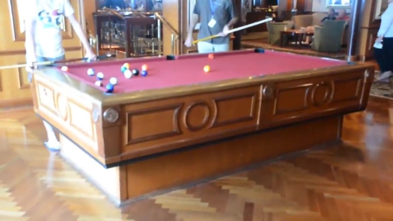 Video thumbnail for A pool table on a cruise ship that uses a gyroscope to maintain a stable surface