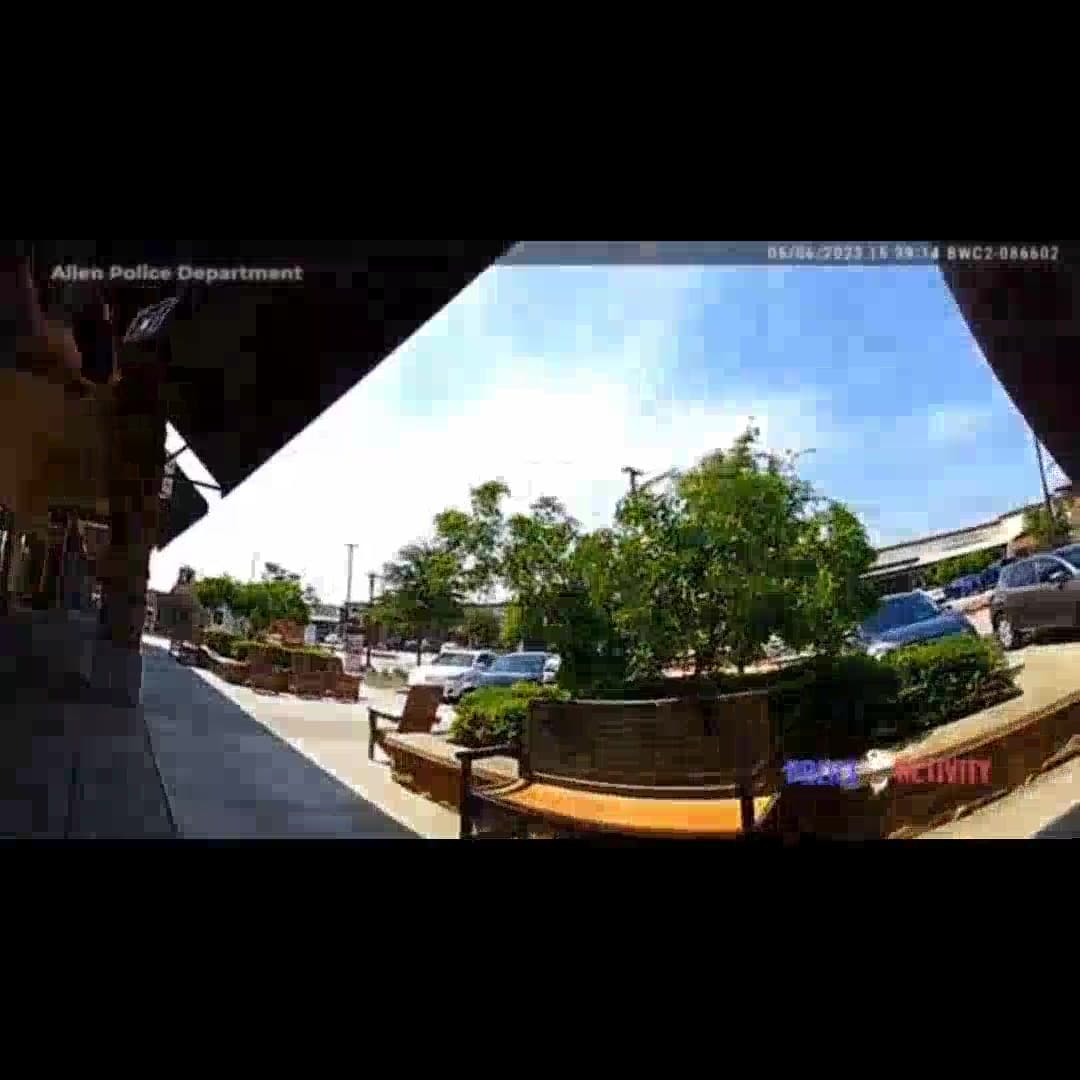Video thumbnail for The body cam footage of the officer on scene when the mass shooter at the Allen Outlet Mall opened fire has been released