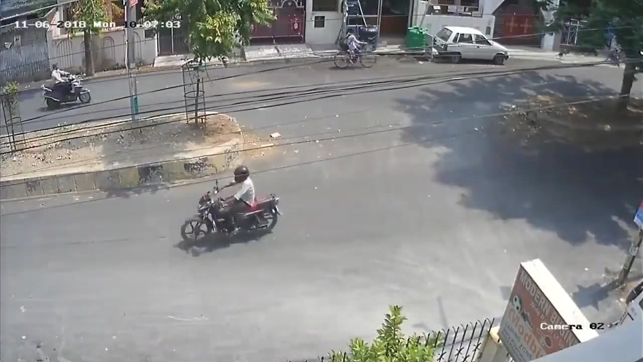 Video thumbnail for The owner of the CCTV has monetized his entire YouTube channel based on this just one CCTV located at a junction where accidents take place pretty much everyday. He calla this location as "The Bermuda Triangle" and it totally makes sense