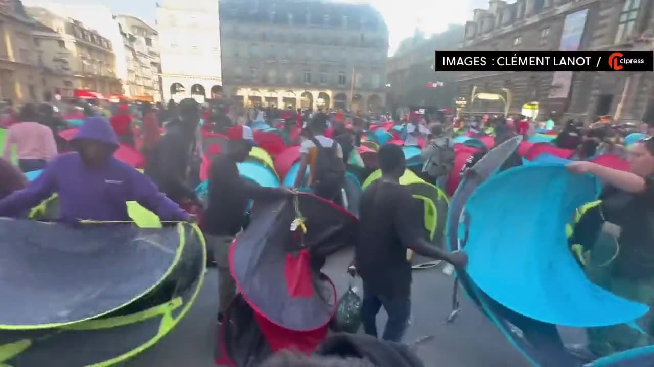 Video thumbnail for Illegal aliens have set up a camp at the Palais Royal in Paris to demand free housing, assisted by NGOs.