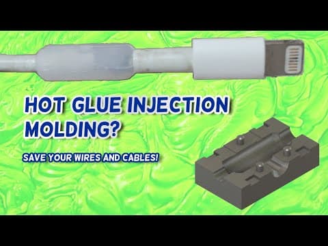 YouTube thumbnail for Can You Inject Hot Glue Into 3D Printed Molds? | DIY Cable Repair & Protection - spoiler: yes, it's neat