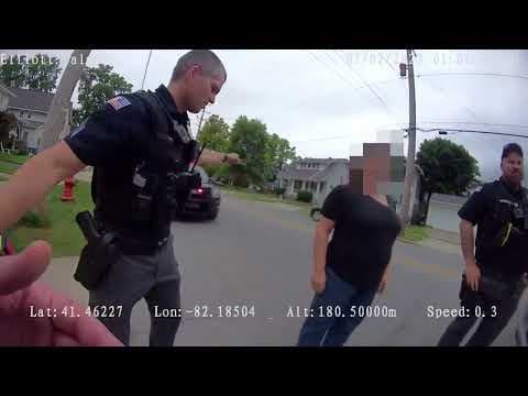 YouTube thumbnail for Bodycam of Lorain Cop Elliot Palmer shooting a Golden Retriever, including multiple times after the dog tried to run away (warning - animal shot in video)