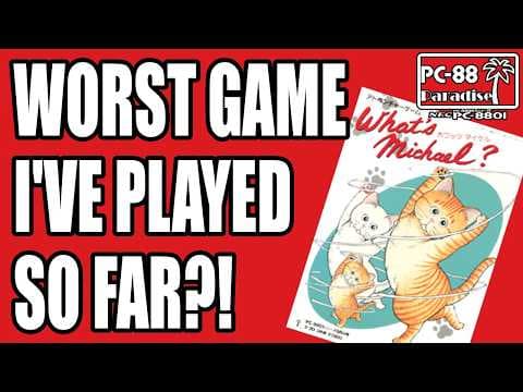YouTube thumbnail for What's Michael? an adventure game based on the '80s cat anime (PC-88 Paradise)