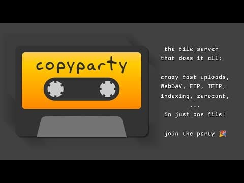 YouTube thumbnail for introducing copyparty, the FOSS file server