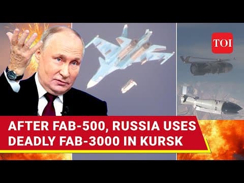 YouTube thumbnail for Russia Rains 3000 KG Bombs In Kursk Using Su-34; Entire Ukrainian Battalion 'Wiped Out' [04:04 | AUG 09 2024 | Times Of India]