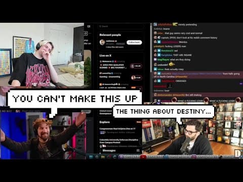 YouTube thumbnail for xQc Dies Laughing at Destiny Perfectly Predicting Hasan Talking about Him before Checking His Stream