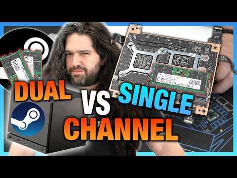 YouTube thumbnail for Valve Nerfed the Steam Machine's Performance | Single vs. Dual-Channel Memory Benchmark - Gamers Nexus