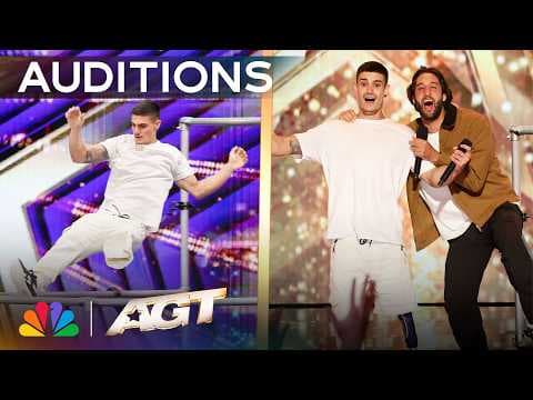 YouTube thumbnail for Rubén Roldán does one-legged parkour on AGT
