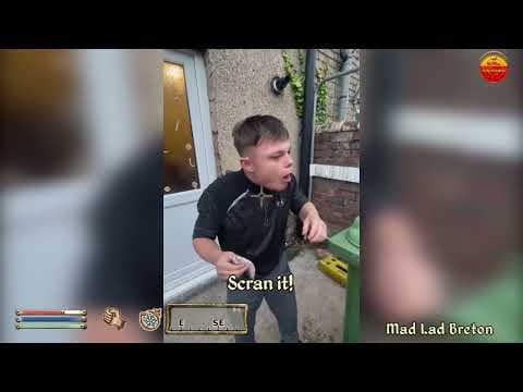 YouTube thumbnail for Oblivion NPC Breton tries rare fish from Skyrim