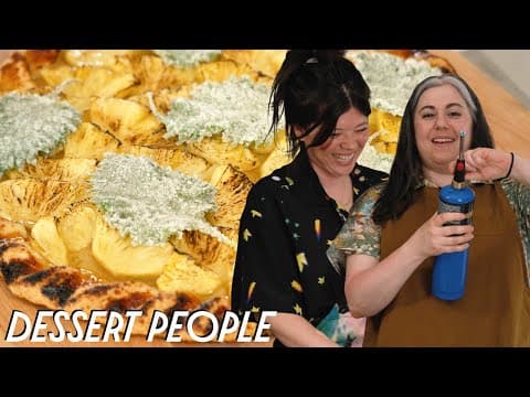 YouTube thumbnail for Claire Saffitz & Natasha Pickowicz Make a Delicious Pineapple Galette | Dessert People