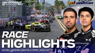 YouTube thumbnail for Race Highlights | 2026 Lianxin Sanya E-Prix | Round 11 | Formula E