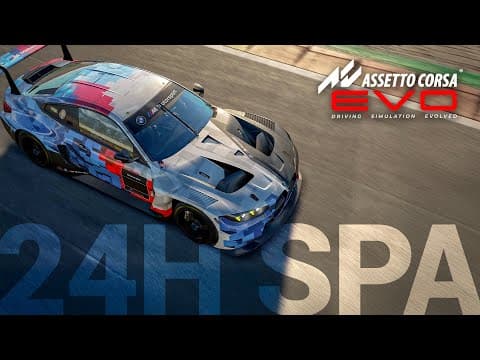 YouTube thumbnail for AC EVO 0.3 Preview – BMW M4 GT3 EVO & Circuit de Spa-Francorchamps @ CrowdStrike 24 Hours of Spa