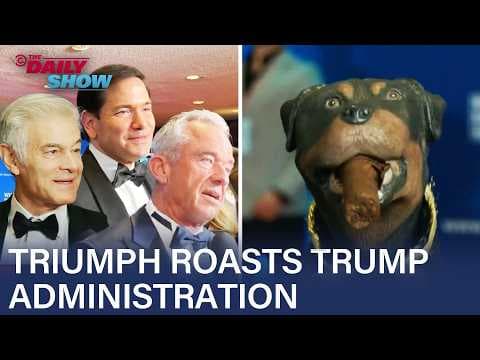 YouTube thumbnail for Triumph Roasts RFK Jr., Hegseth, and Karoline Leavitt at the WHCD