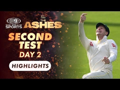 YouTube thumbnail for 2023 Ashes 2nd Test, Day 2 Highlights | Wide World of Sports
