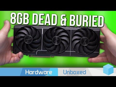 YouTube thumbnail for RTX 5060 Ti 8GB - Instantly Obsolete, Nvidia Screws Gamers - hardware Unboxed