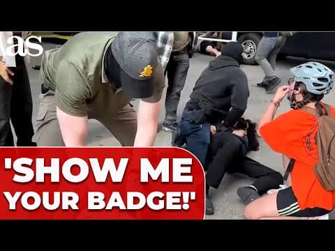 YouTube thumbnail for CHAOS ERUPTS outside CHICAGO COURTS as protesters CHALLENGE ICE AGENTS