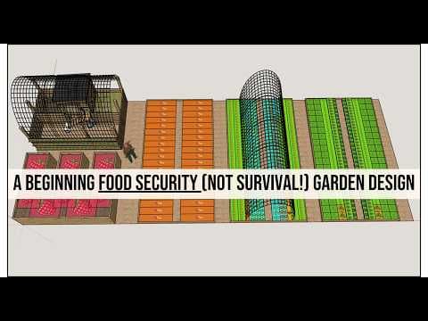 YouTube thumbnail for A Food Security (Not Survival!) Garden Design for Beginners