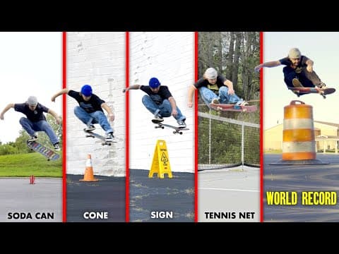 YouTube thumbnail for Ollie-ing over random objects until I reach the World Record | Spencer Barton [17:30]