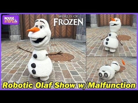 YouTube thumbnail for Robotic Olaf Full Show WITH Malfunction, Front Row Center - World of Frozen at Disneyland Paris (4k)