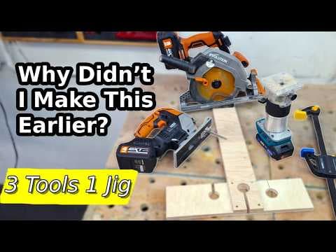 YouTube thumbnail for The ONLY Jig You Need? Cuts Perfectly Straight with 3 Different Tools!