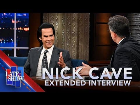 YouTube thumbnail for Nick Cave and Stephen Colbert had a fantastic conversation on the Late Show last night. The power of music, singing with Johnny Cash, and how we deal with grief. Just an amazing twenty minutes.