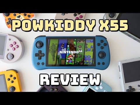 YouTube thumbnail for Russ Reviews Powkiddy X55, “The Best Retro Handheld Under $90”