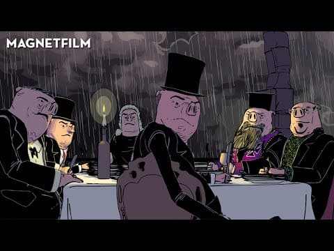YouTube thumbnail for A very cool animation showing greed and capitalism - Dinner for Few