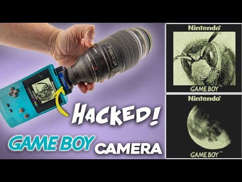 YouTube thumbnail for Modifying a Game Boy Camera to use dedicated camera lenses and taking pictures of the Moon and Bugs | HackMakeMod