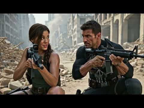 YouTube thumbnail for Full Short Film: Lara Croft & The Punisher Frank Castle post-apocalypse escape AI