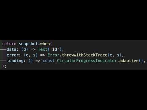 YouTube thumbnail for AsyncSnapshot .when extension using Dart 3 pattern matching