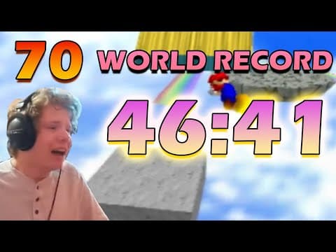 YouTube thumbnail for Super Mario 64 70 star speedrun in 46:41 [WR] by GreenSuigi