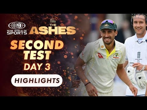 YouTube thumbnail for 2023 Ashes 2nd Test, Day 3 Highlights | Wide World of Sports
