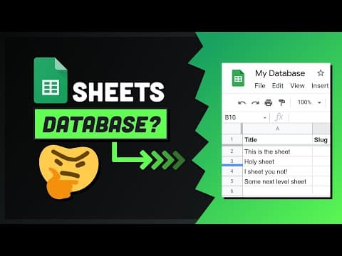 YouTube thumbnail for Using Google sheets as a database?