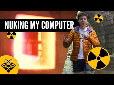 YouTube thumbnail for Minecraft, but my RAM is partially inside a particle accelerator (and I get a world record) | Atomic Frontier
