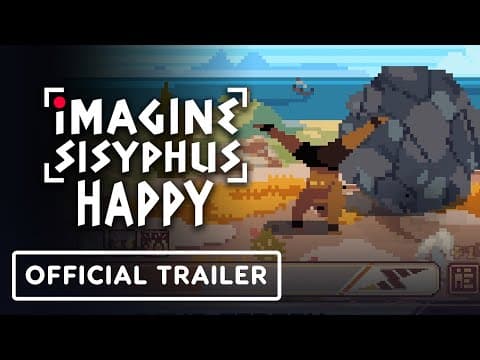 YouTube thumbnail for "Imagine Sisyphus Happy" game trailer