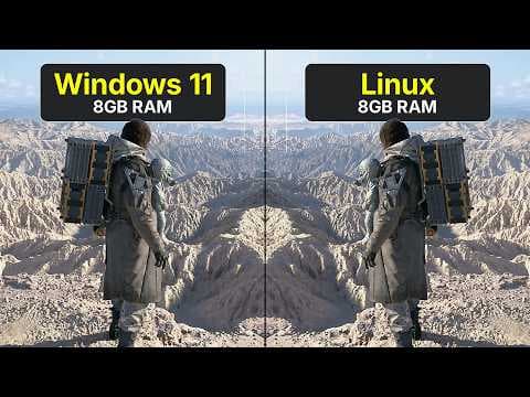 YouTube thumbnail for Windows 11 vs Linux on 8GB RAM – Who Wins?