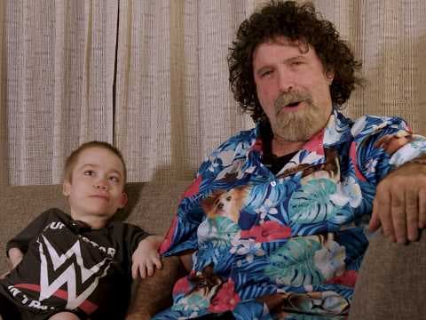 YouTube thumbnail for THE MICK AND KENNY SHOW — EP 1 — MICK FOLEY (Mick hosting a show with a pretty funny kid)