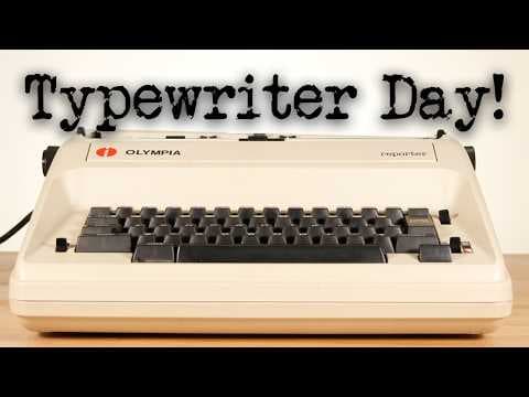 YouTube thumbnail for Typewriter Day: I've had 100 typewriters?! | Just My Typewriter