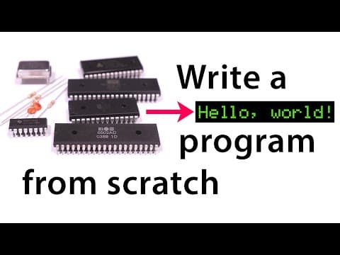 YouTube thumbnail for Kick-off video for Ben Eater’s series on designing a 6502 computer from scratch. This episode introduces writing hello world on a 6502 in assembly.
