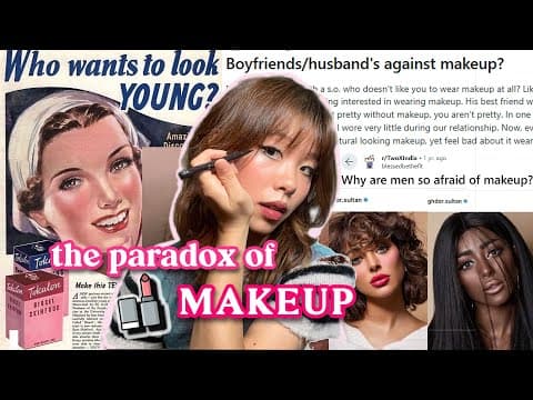 YouTube thumbnail for makeup is oppressive...but also empowering? | philosophy of beauty & self-expression