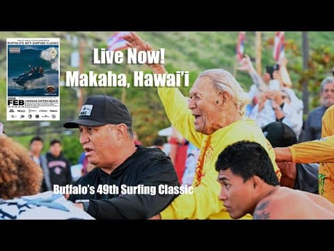 YouTube thumbnail for LIVE NOW - Buffalo’s 49th Surfing Classic Makaha, Hawai’i