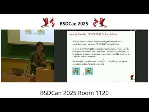 YouTube thumbnail for New BSDCan Posted: Sandbox Your Program Using FreeBSD's Capsicum By Jake Freeland