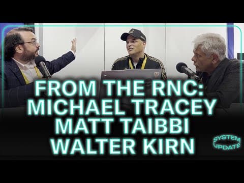 YouTube thumbnail for Michael Tracey, Matt Taibbi, Walter Kirn on the RNC, Trump, and More [53:35 | JUL 17 24 | Glenn Greenwald]