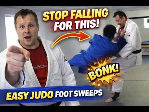 YouTube thumbnail for Dad Bod Judo video on Okuri Ashi Barai (foot sweep)