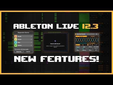 YouTube thumbnail for Ableton 12.3 - all new features... 