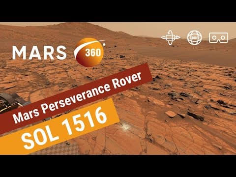 YouTube thumbnail for Mars 360: NASA's Mars Perseverance Rover - Sol 1516 (360video 8K)