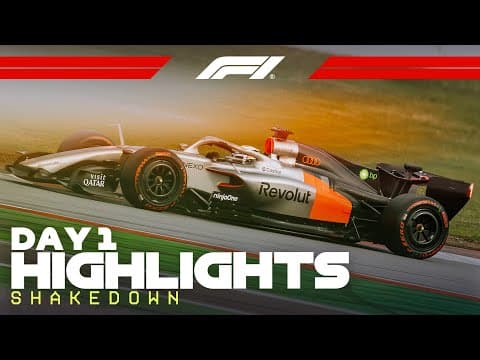 YouTube thumbnail for Day 1 Highlights | 2026 F1 Barcelona Shakedown