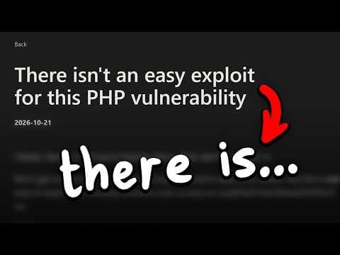 YouTube thumbnail for LiveOverflow - php situation 24h later (YouTube)